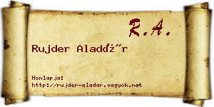 Rujder Aladár névjegykártya